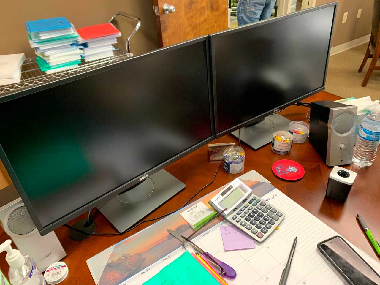 Hutch, CPU Monitors x 2, 2 Chairs and Book Shelf ( No Contents ) - PLANT & FACILITY