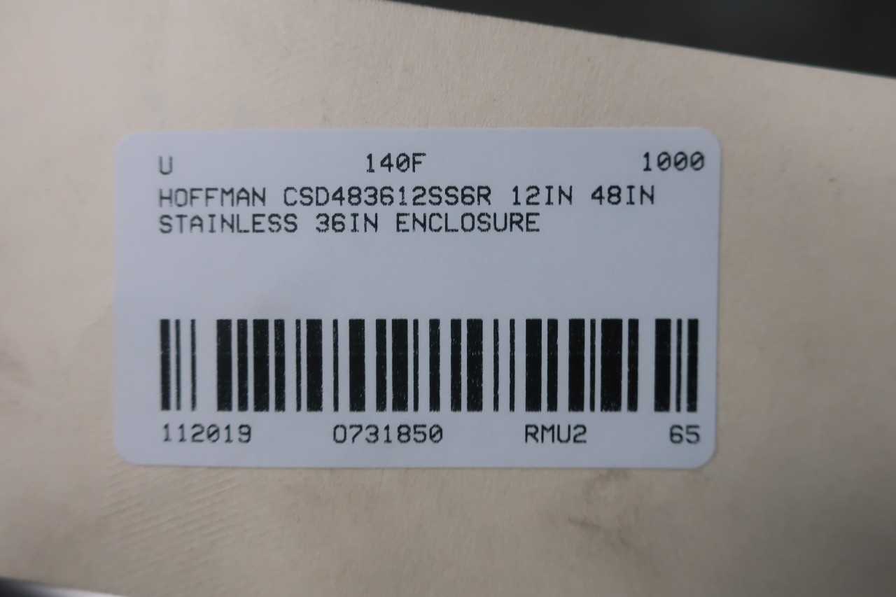 HOFFMAN CSD483612SS6R 12IN 48IN STAINLESS 36IN ENCLOSURE - INDUSTRIAL PARTS