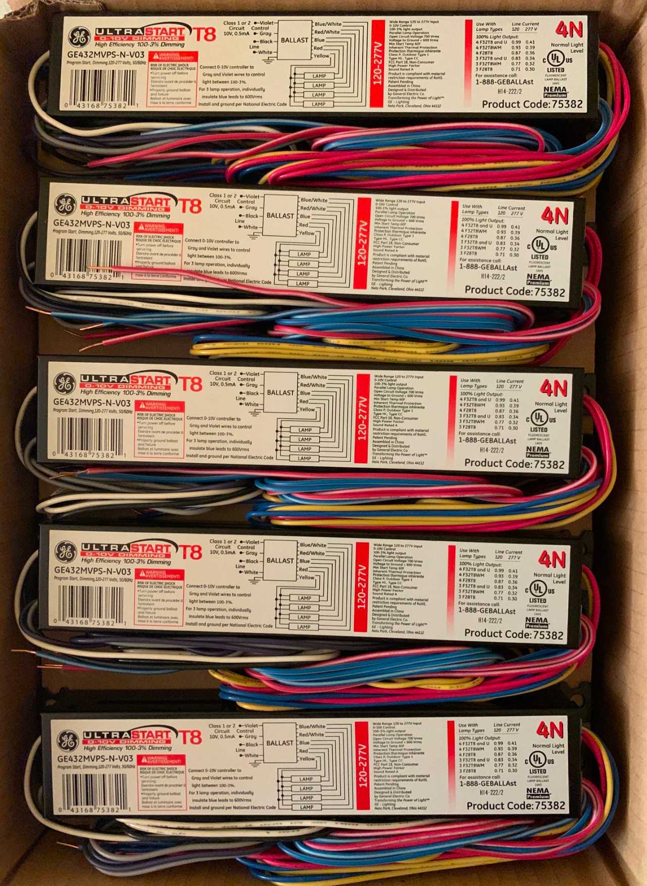 New - Lot of 50 - GE 75382 GE432-MVPS-N-V03 Fluorescent Ballast - LIGHTING