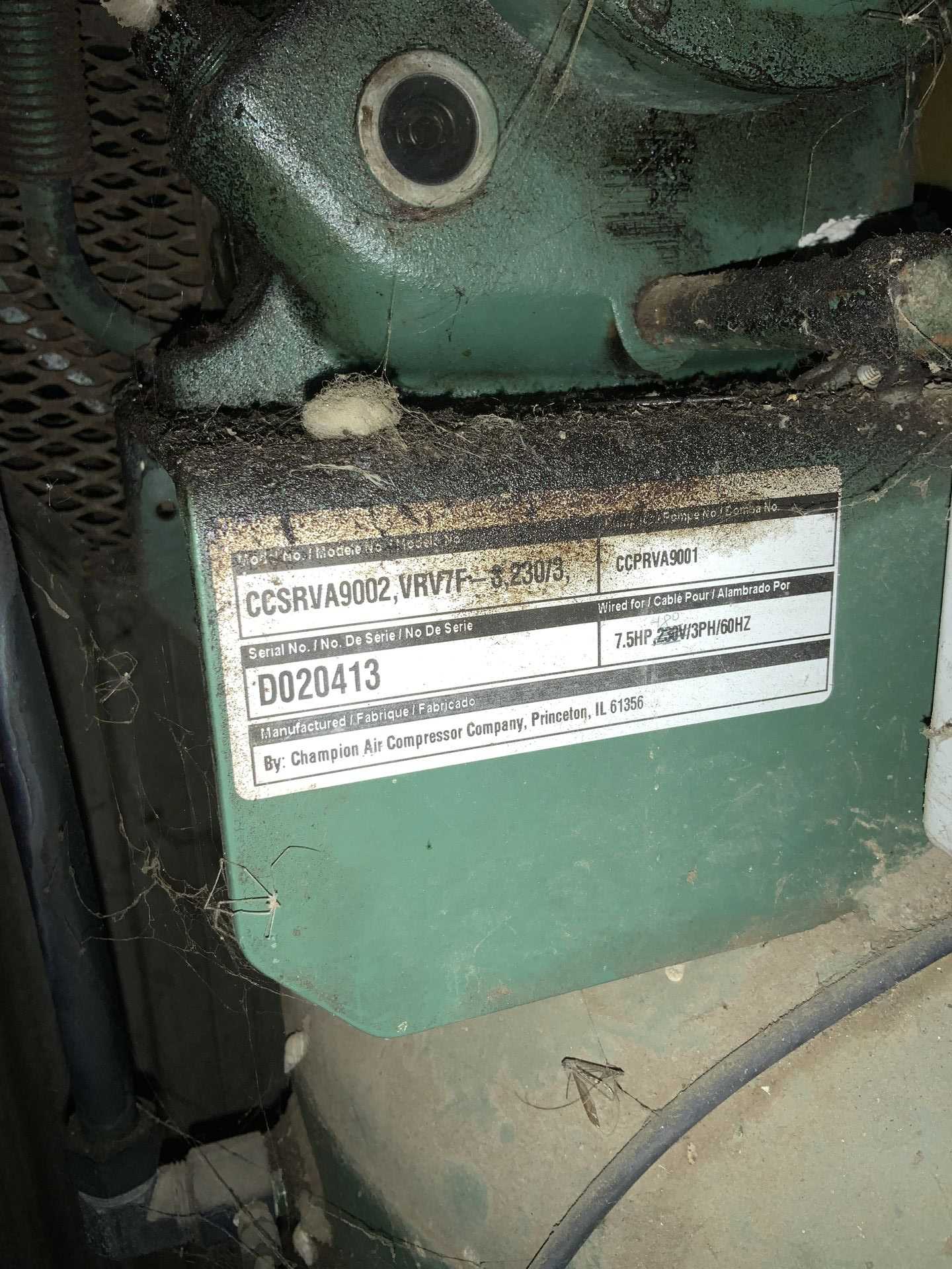 GARDNER DENVER CHAMPION 7.5 HP AIR COMPRESSOR - AIR COMPRESSORS