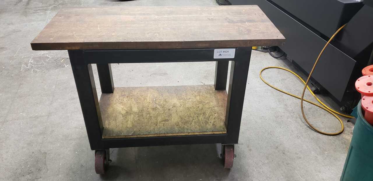 Heavy Steel Rolling Cart w/ Wood Top 24" x 48" - ROLLING CARTS Heavy Steel Rolling Cart w/ Wood Top 24" x 48" - ROLLING CARTS