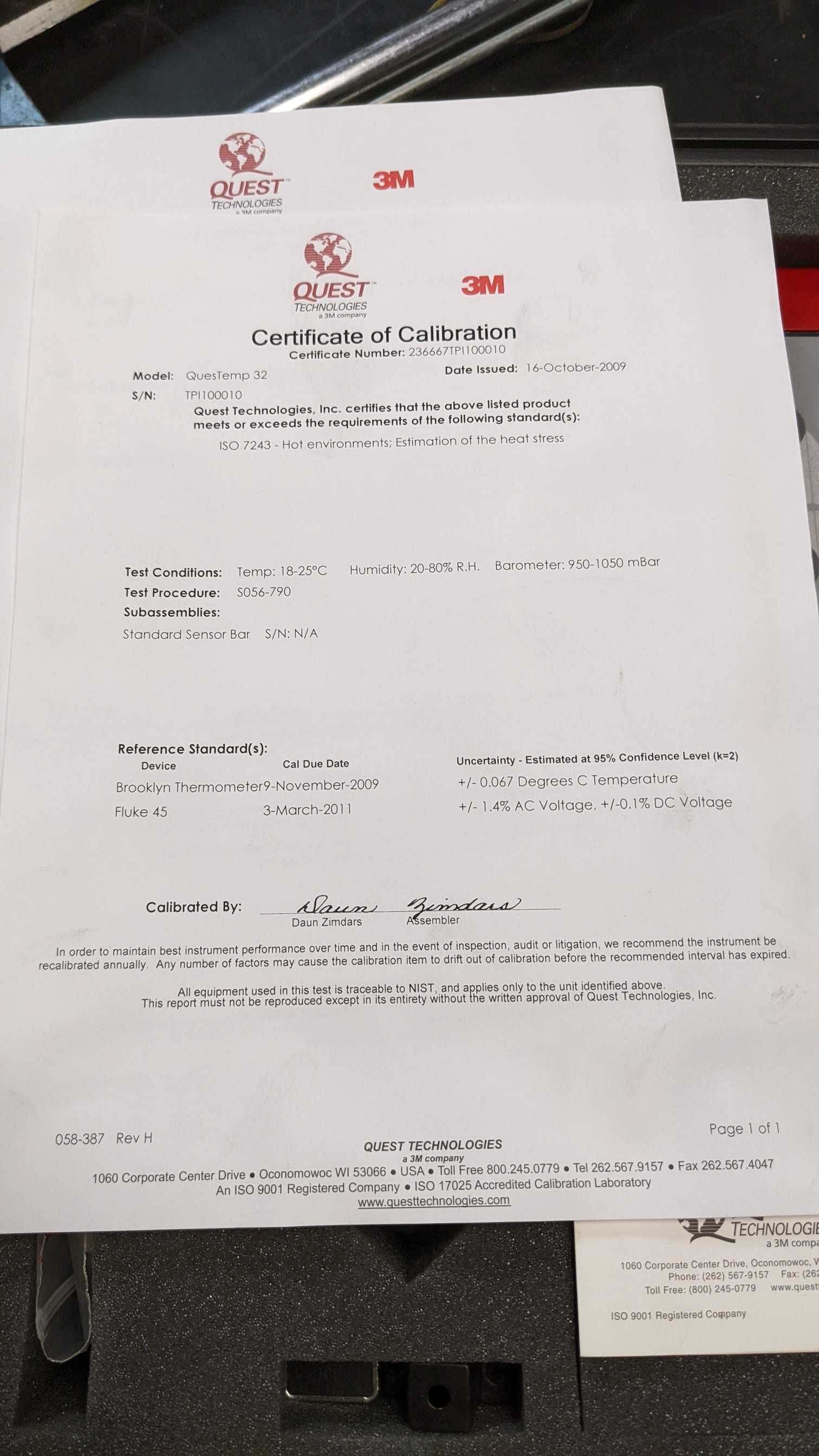 THERMAL ENVIRONMENT MONITOR - INDUSTRIAL PARTS