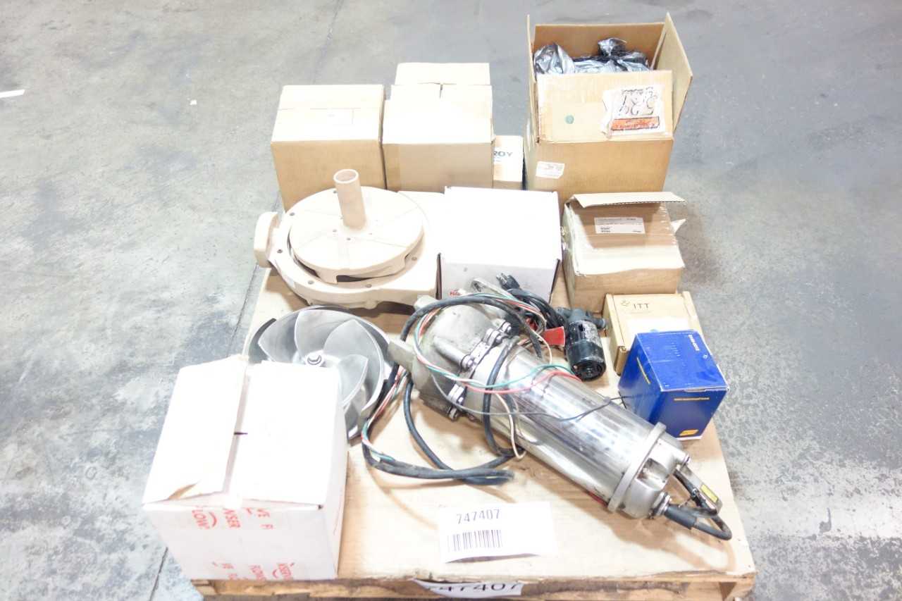1 PALLET OF ASSORTED PUMP PARTS & ACCESSORIES, PUMPS- FLOWSERVE, DAYTON, JOHN CRANE, GOULDS - PUMPS