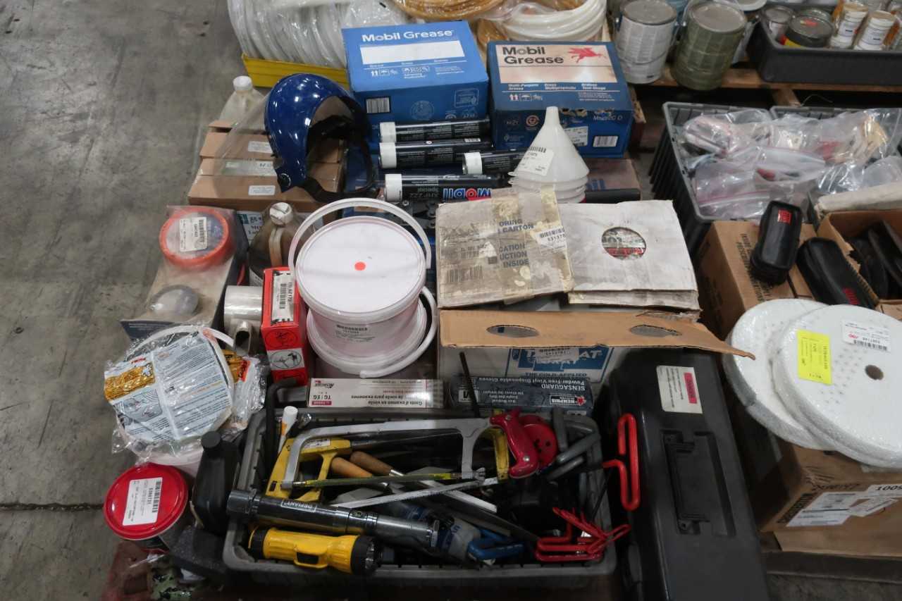6 PALLETS OF ASSORTED HAND TOOLS & SHOP SUPPLIES - ELECTRIC POWER TOOLS