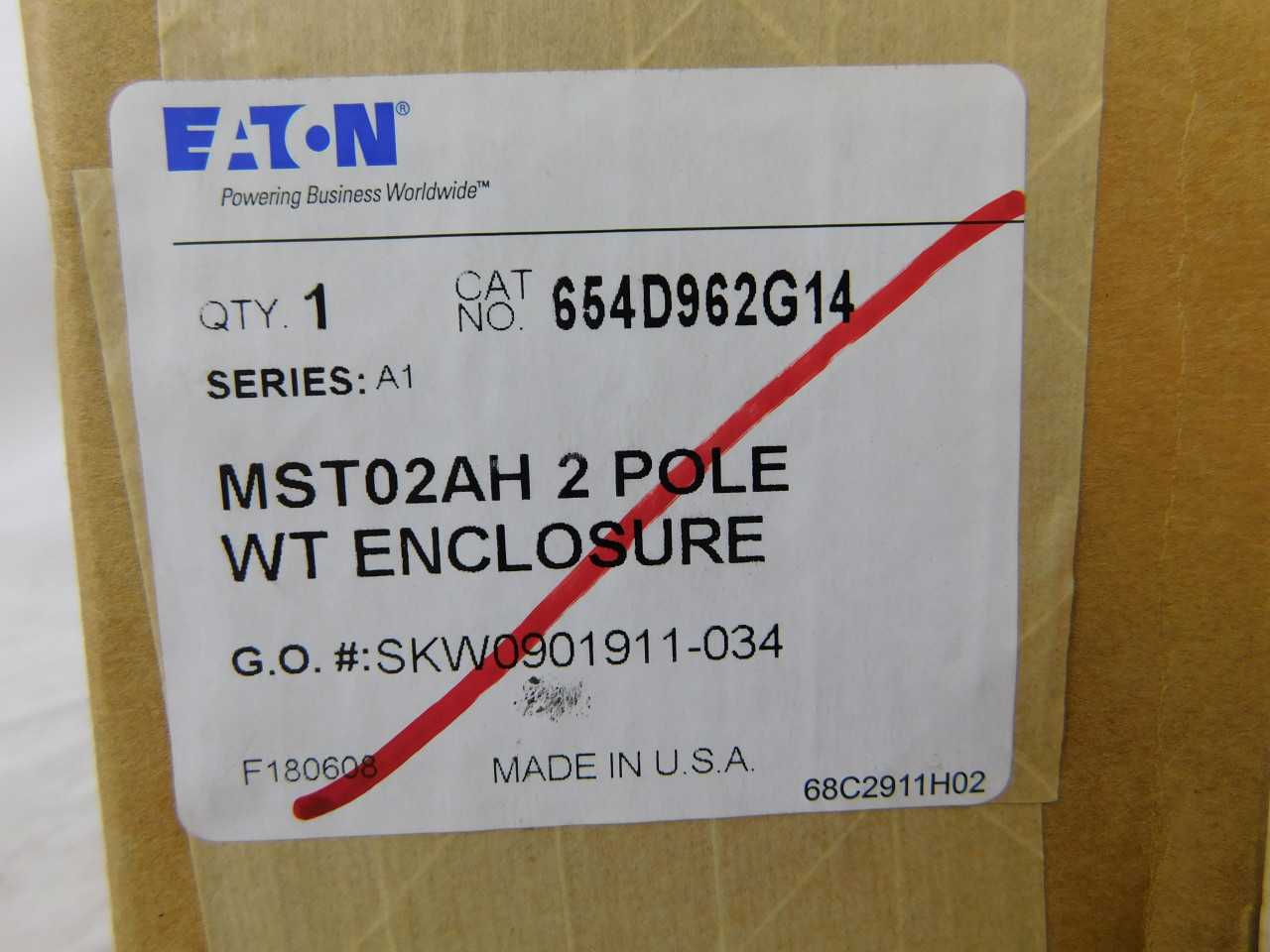 Quantity of 1 New Surplus Eaton 654D962G14 Manual Starter Reversing 2P 4-20A 208V - MOTOR STARTERS