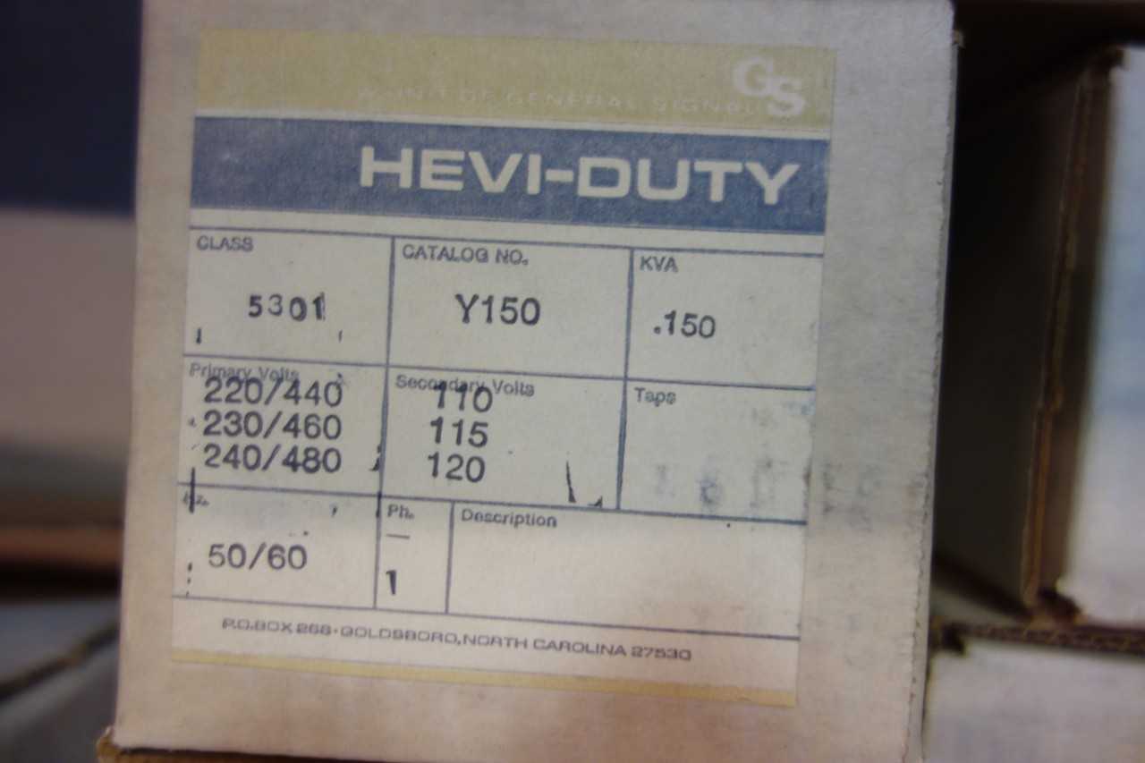 LOT OF GS GENERAL SIGNAL Y150 HEVI-DUTY 1PH 150VA 240/480V-AC 120V-AC VOLTAGE TRANSFORMERS - CONTROL TRANSFORMERS