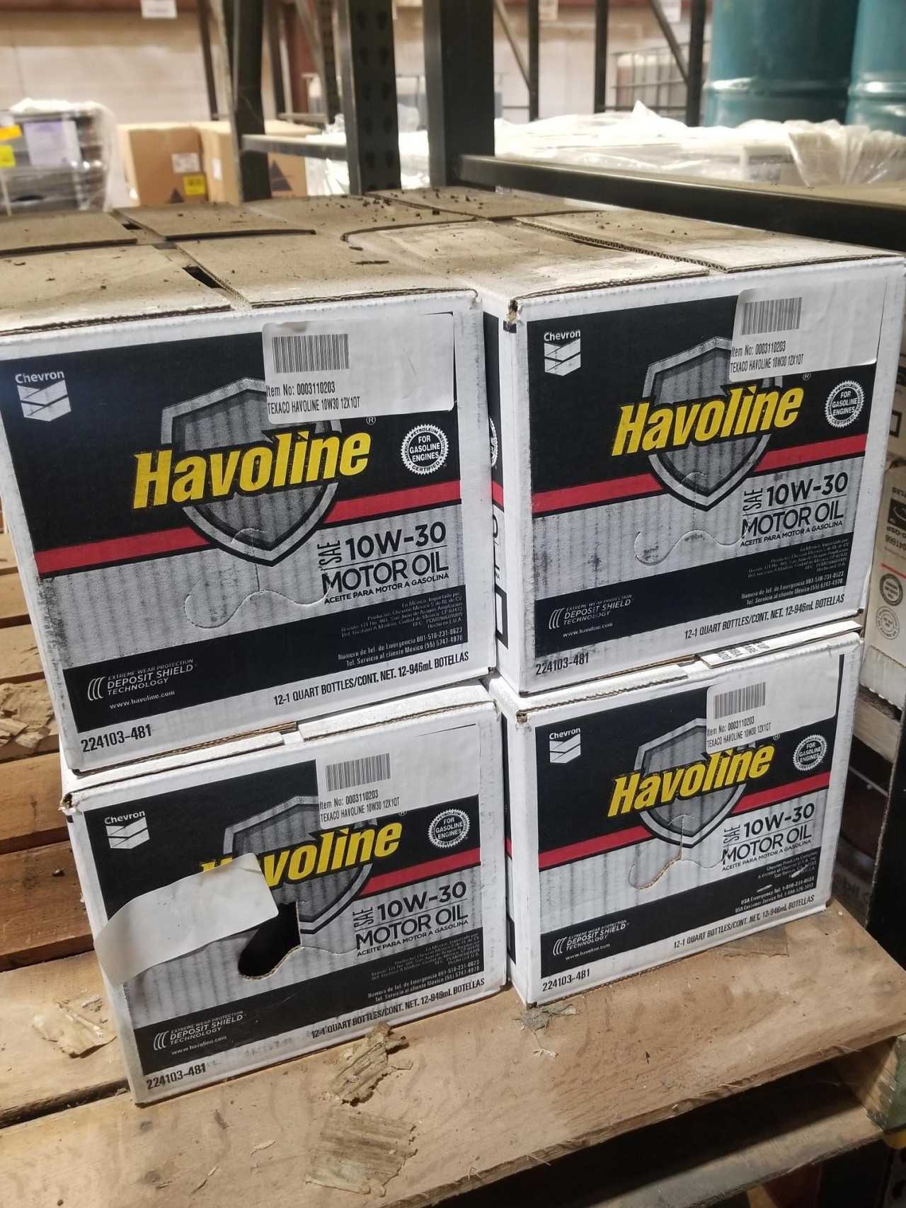 Lot of 9 Cases - TEXACO HAVOLINE 10W30 12X1QT - MISCELLANEOUS