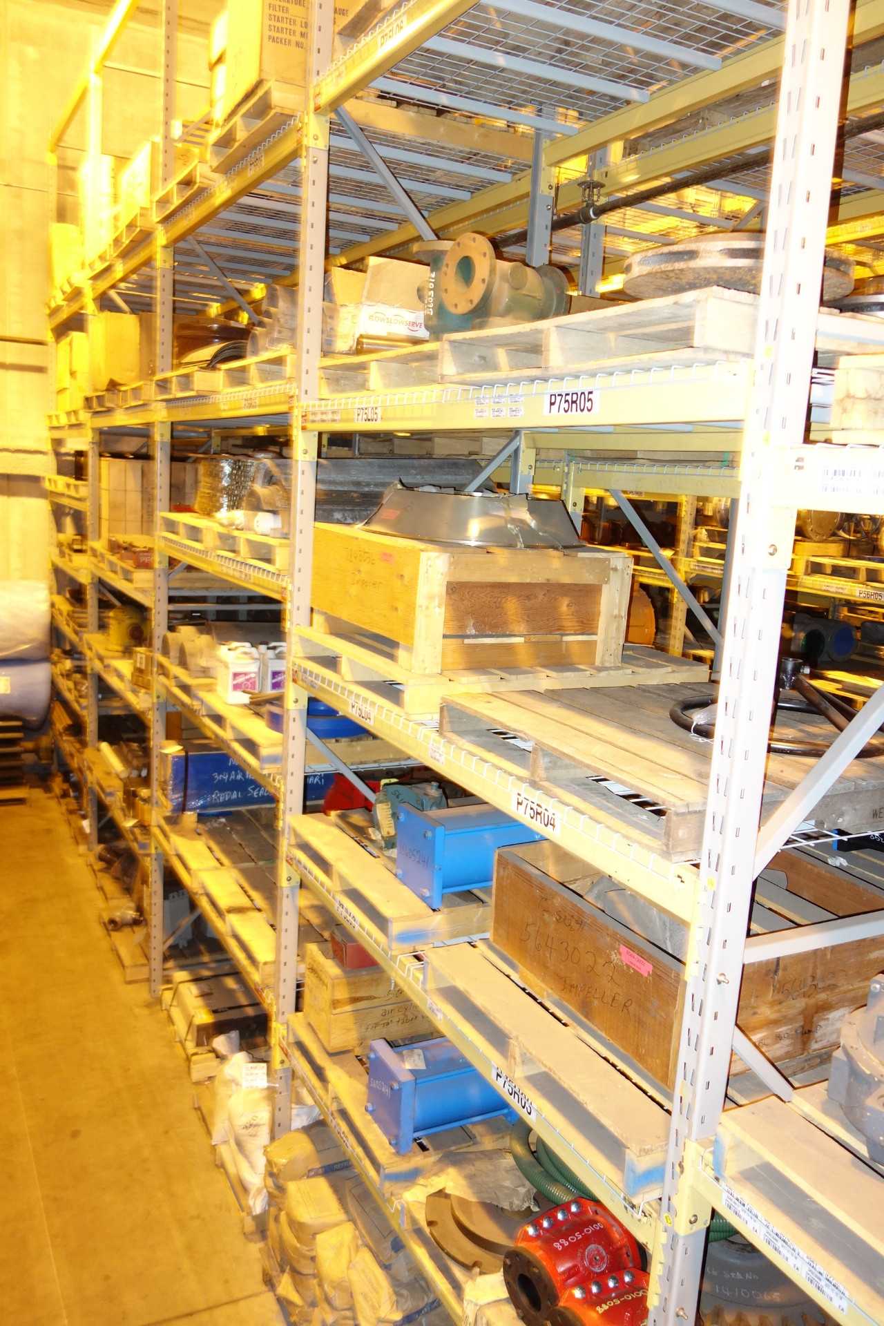 CONTENTS OF 2 UPRIGHT RACKING SECTIONS, VALVES - INDUSTRIAL PARTS