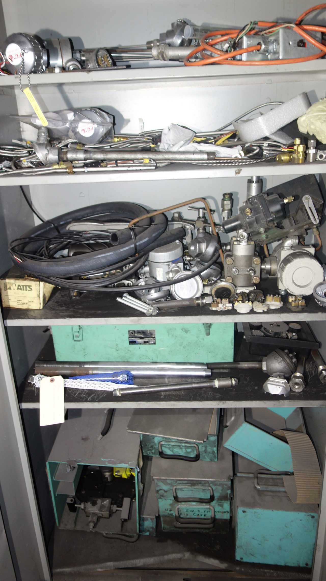 LOT OF 2 CABINETS WITH CONTENTS, TEST EQUIPMENT - INDUSTRIAL PARTS