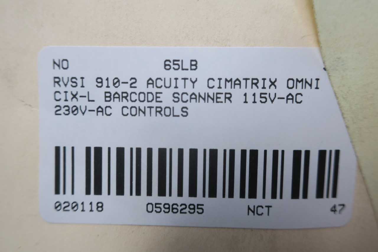 RVSI 910-2 BB721 ACUITY CIMATRIX OMNI CIX-L BARCODE SCANNER - ELECTRICAL COMPONENTS