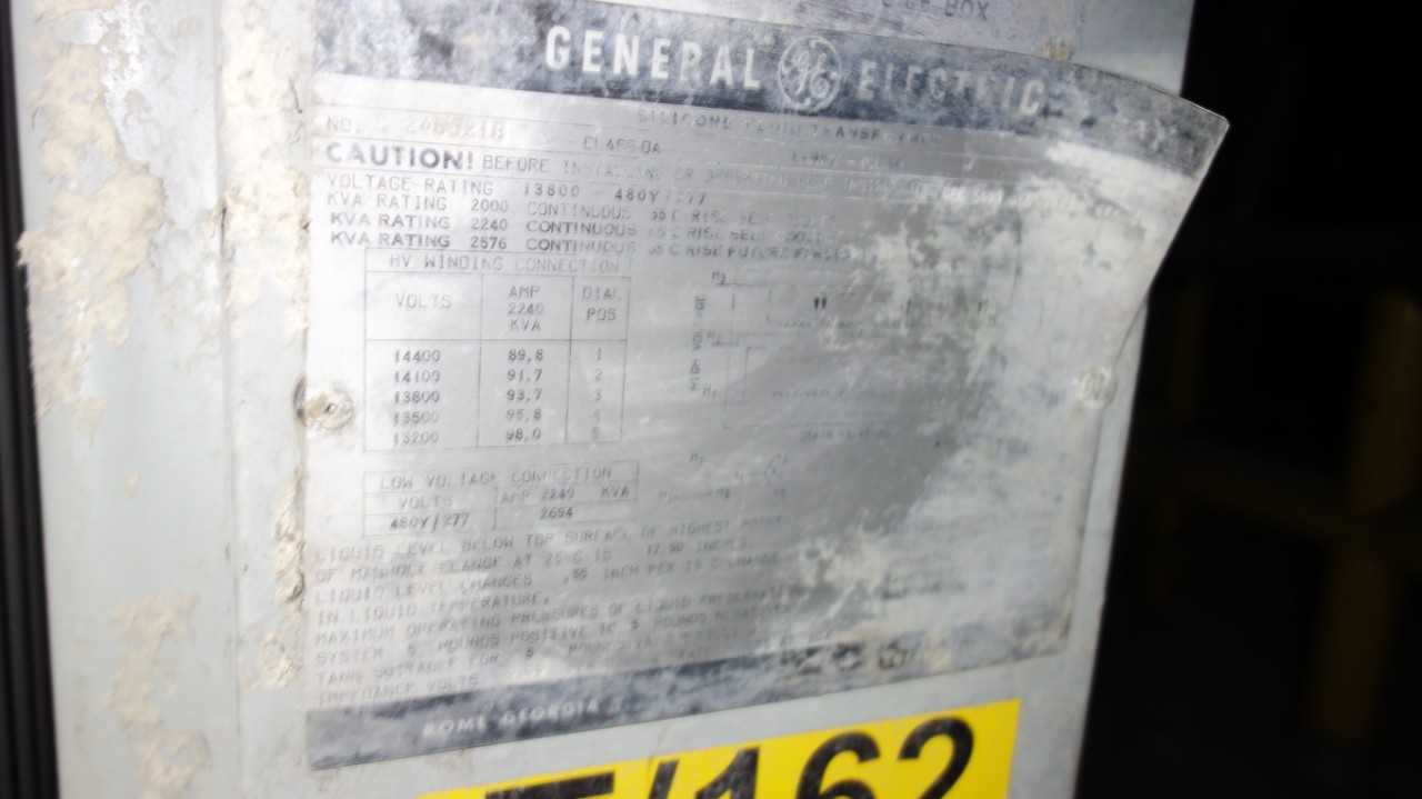 GE 2240 KVA OIL FILLED TRANSFORMER OA 13800-480Y/277 - CONTROL TRANSFORMERS