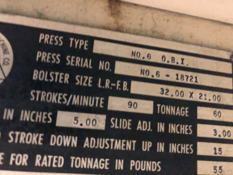 Minster Press Incline SGL Crank - MECHANICAL STAMPING PRESSES