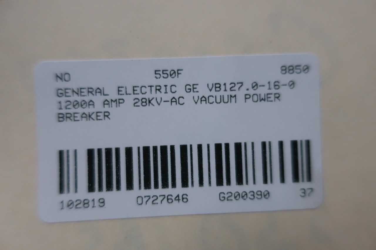 GENERAL ELECTRIC GE VB1 27.0-16-0 1200A AMP 28KV-AC VACUUM POWER BREAKER - CIRCUIT BREAKERS