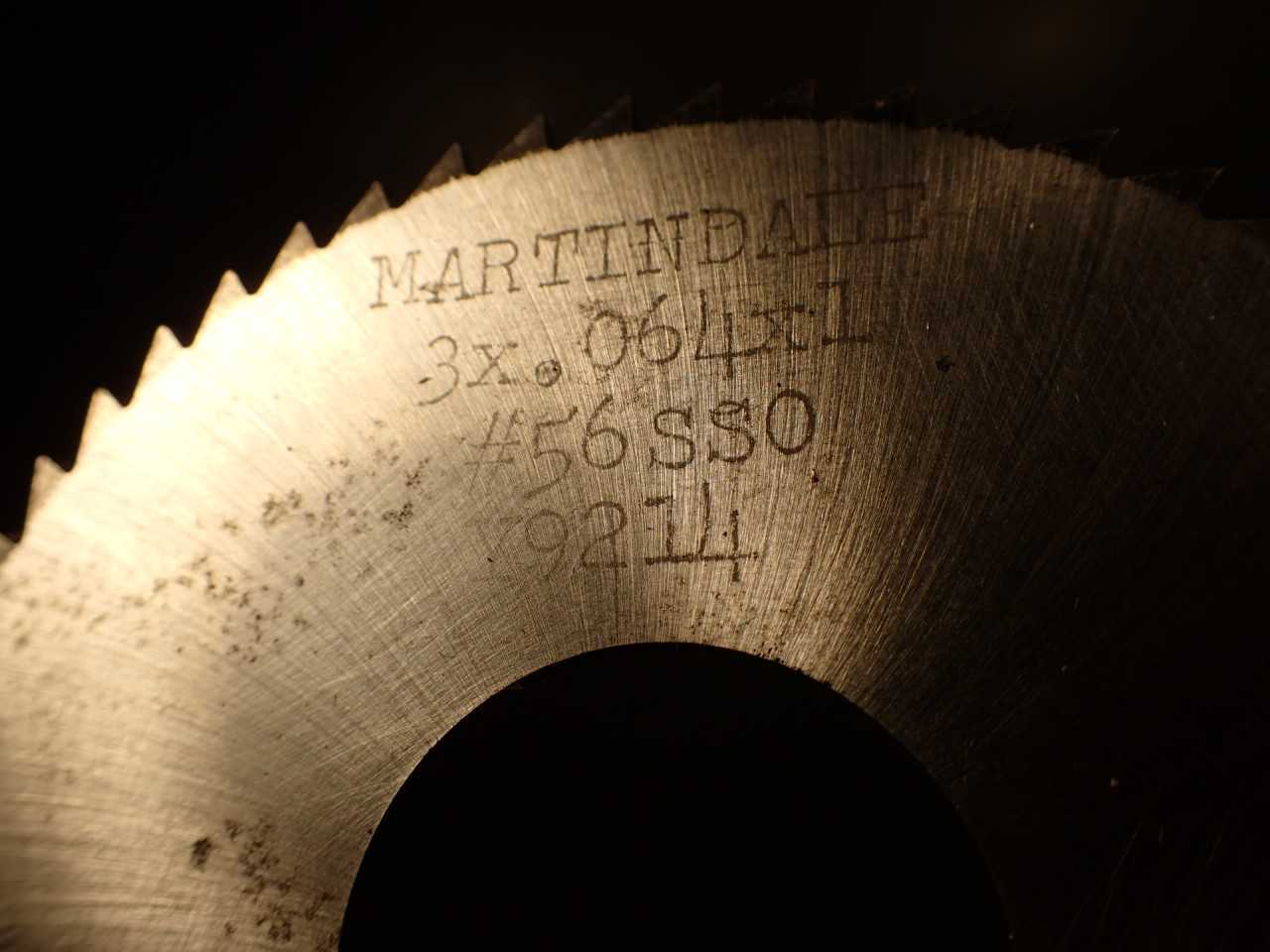 Martindale .064" x 3" Horizontal Milling Cutter Metal Slitting Saw 1" Arbor Hole - MILLING TOOLS