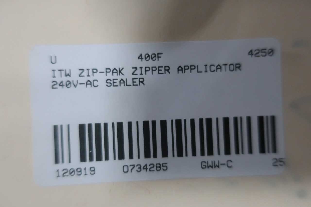 ITW ZIP PAK ZIPPER APPLICATOR 240V AC SEALER - PACKAGING