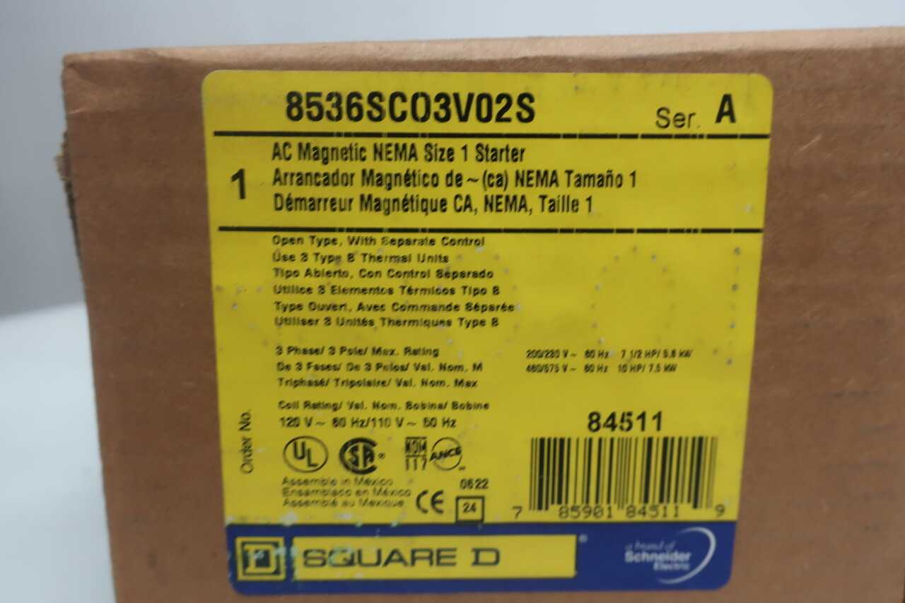 SQUARE D 8536SCO3SV02S 10HP SIZE 1 FULL VOLTAGE STARTER - MOTOR STARTERS