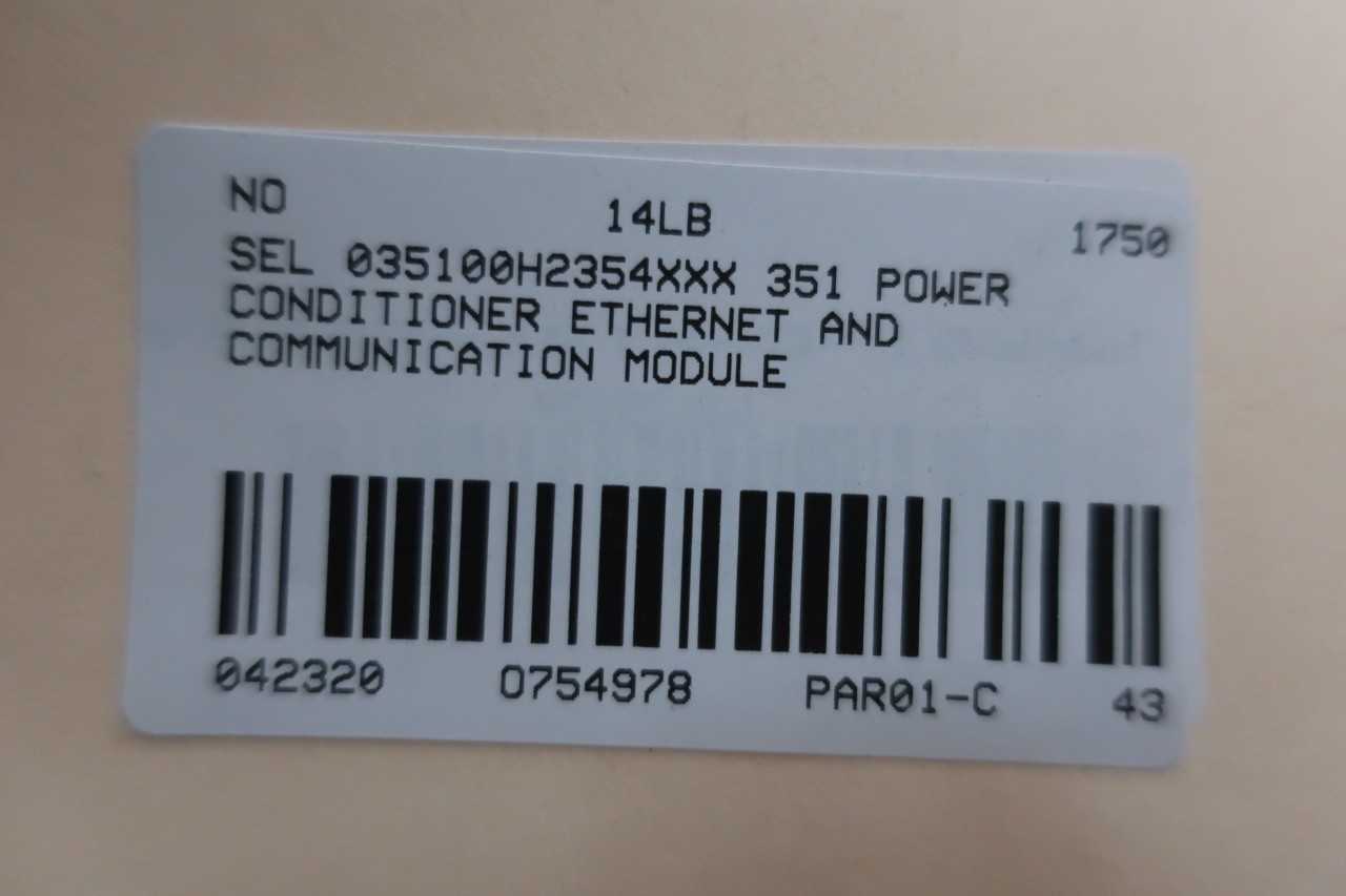 SEL 035100H2354XXX 351 RECLOSING RELAY - AUTOMATION & CONTROLS