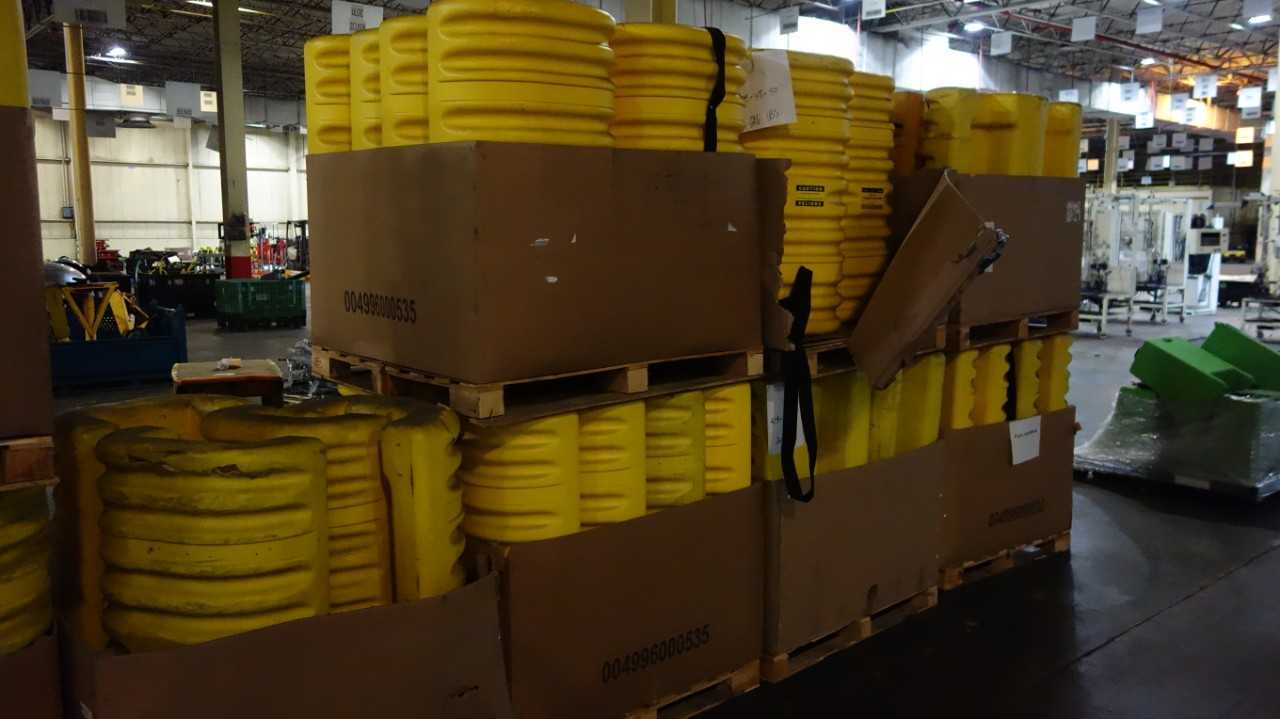 7 PALLETS OF WAREHOUSE RACKING COLUMN GUARD BUMPERS - MATERIAL HANDLING