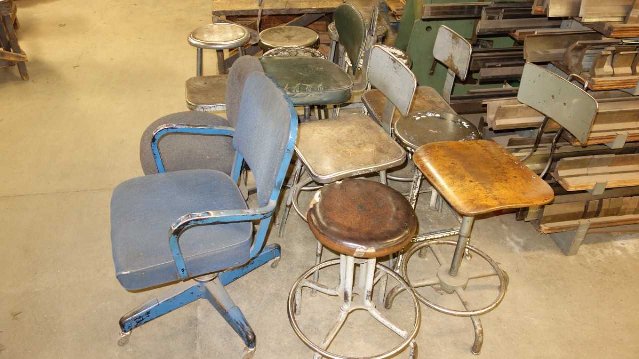 LOT OF 17 ASSORTED WORK CHAIRS, STOOLS (ADDITIONAL 3 CHAIRS WERE ADDED, 14 PICTURED) - PLANT & FACILITY
