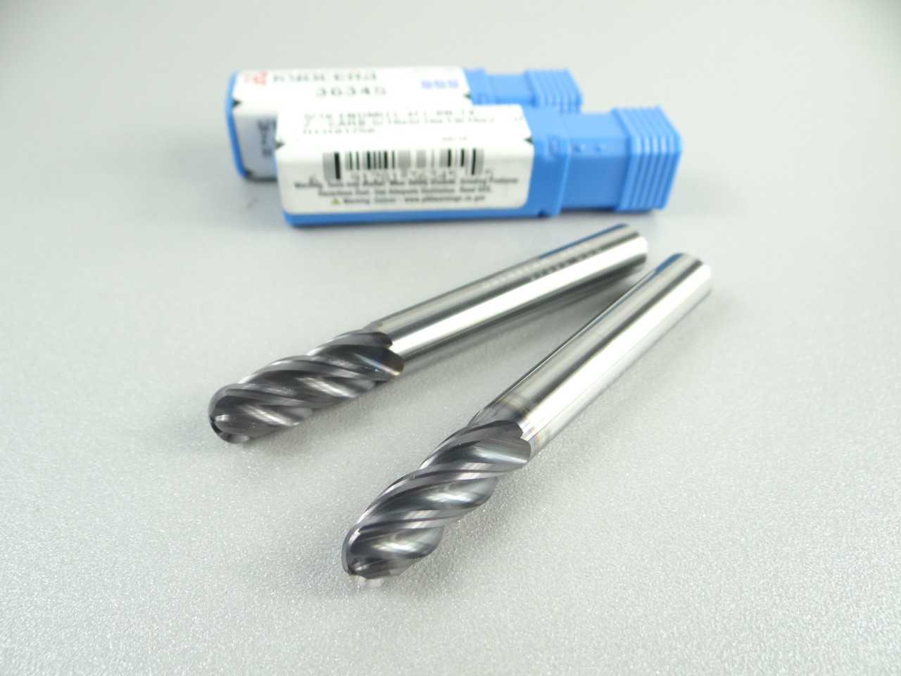 Pair of NEW SGS Solid Carbide 4 Flute Ball Nose End Mills - MACHINING ACCESSORIES & TOOLING