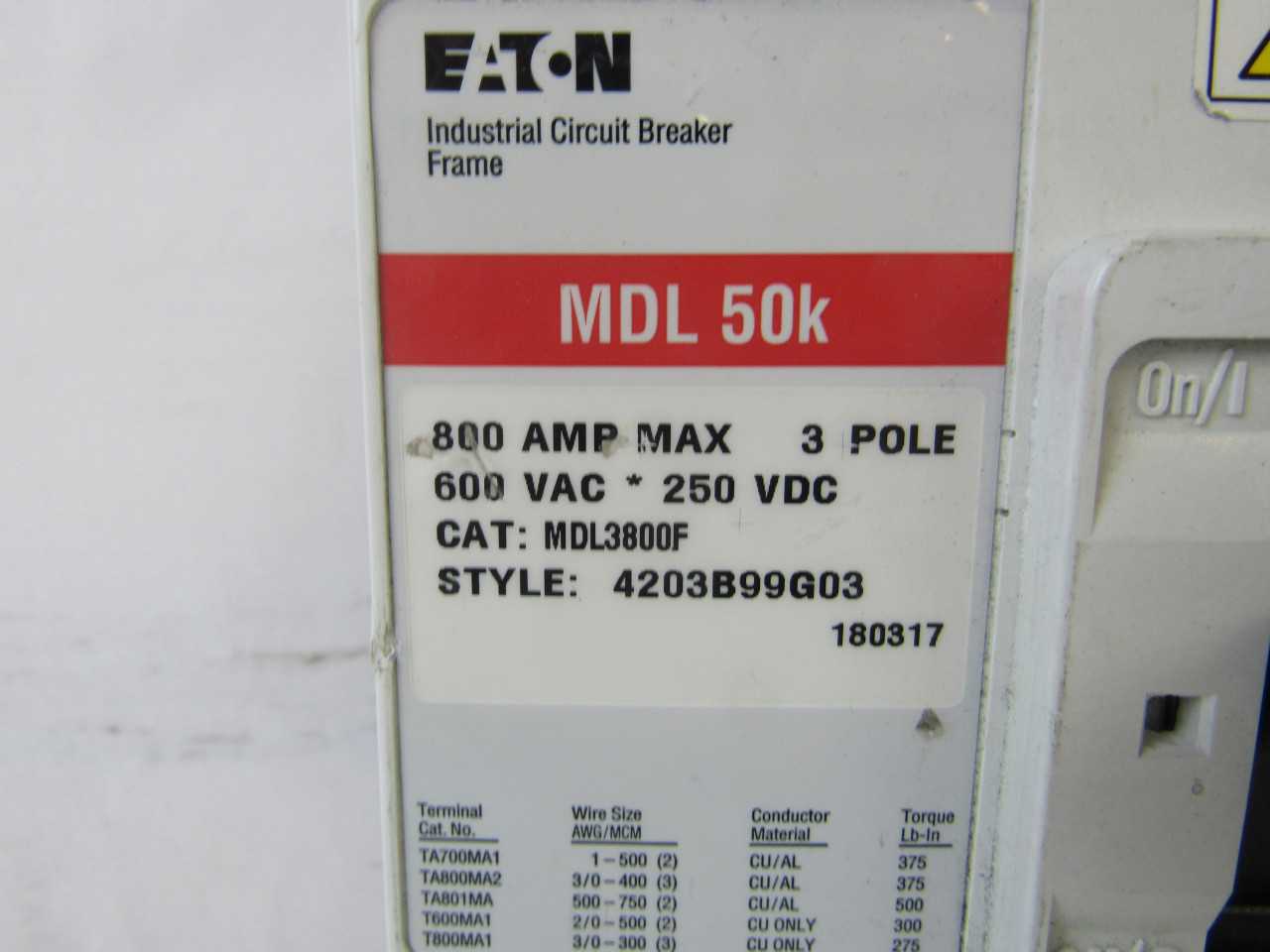 Lot of Quantity 1x MDL3800F MCCB/Molded Case Circuit Breaker - CIRCUIT BREAKERS