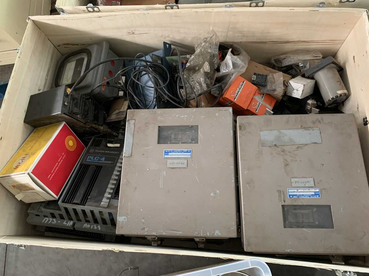 CRATE OF ELECTRICAL AUTOMATION EQUIPMENT PARTS - ELECTRICAL PARTS
