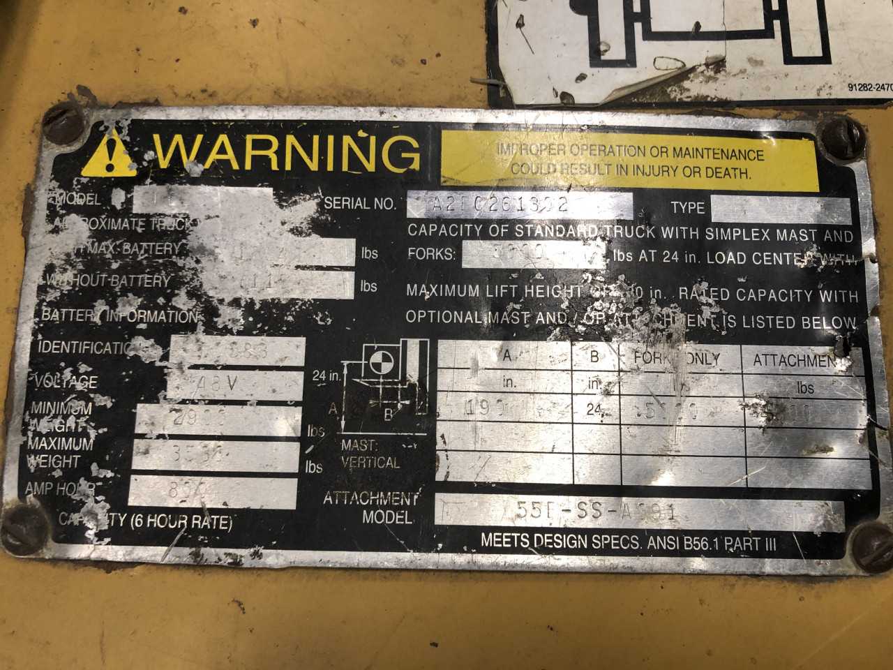 1994 CATERPILLAR 23C30TT sitdown counterbalance, Enfield, CT - FORKLIFTS