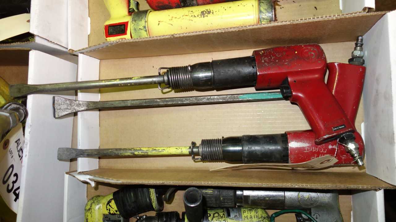 LOT OF 2 CHICAGO PNEUMATIC PISTOL GRIP AIR CHISELS - PNEUMATIC POWER TOOL