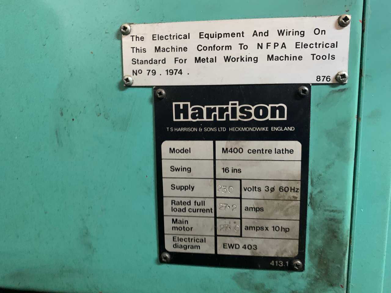 Harrison M400 Engine Lathe - LATHES