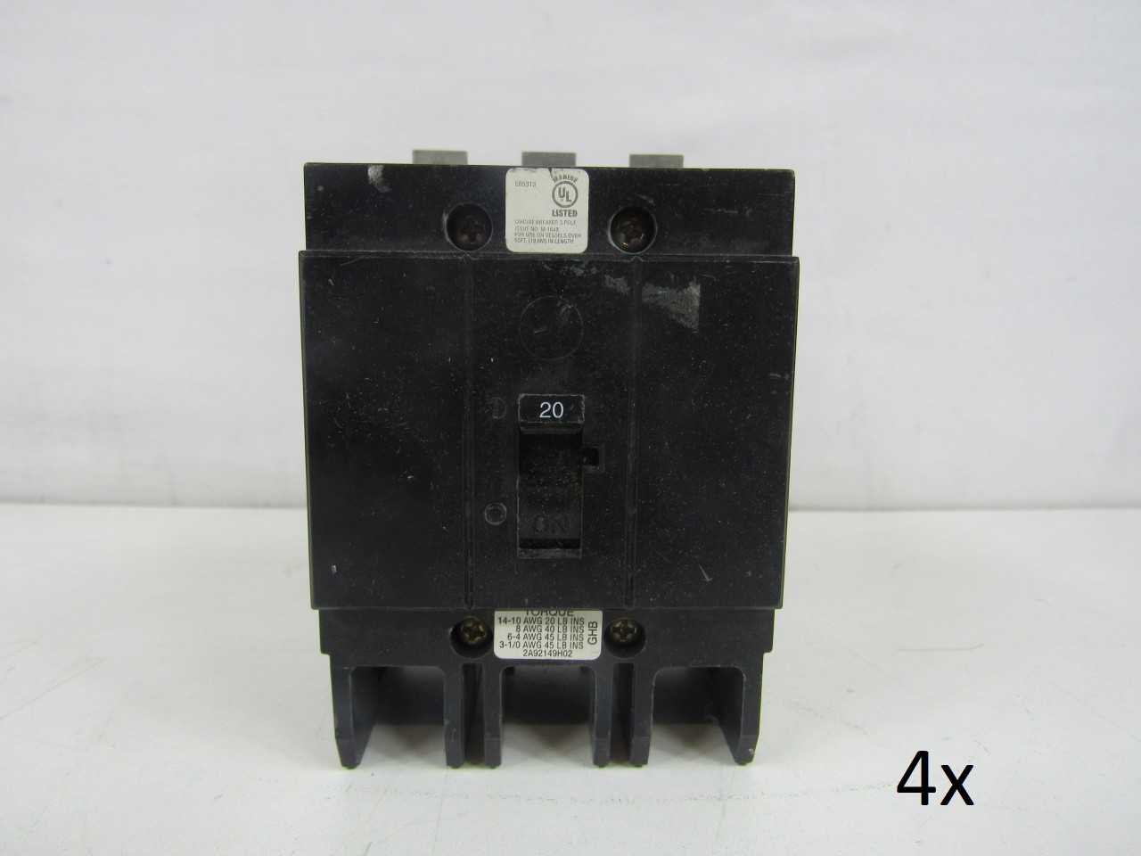 Lot of Quantity 4x GHB3020H08 MCCB/Molded Case Circuit Breakers - CIRCUIT BREAKERS
