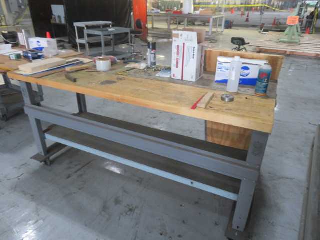 Aluminum Table on wheels and Work Table (lot) - MISCELLANEOUS