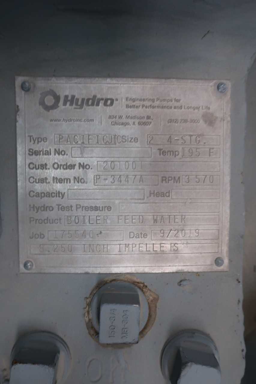 HYDRO BOILER FEED WATER PUMP - PUMPS