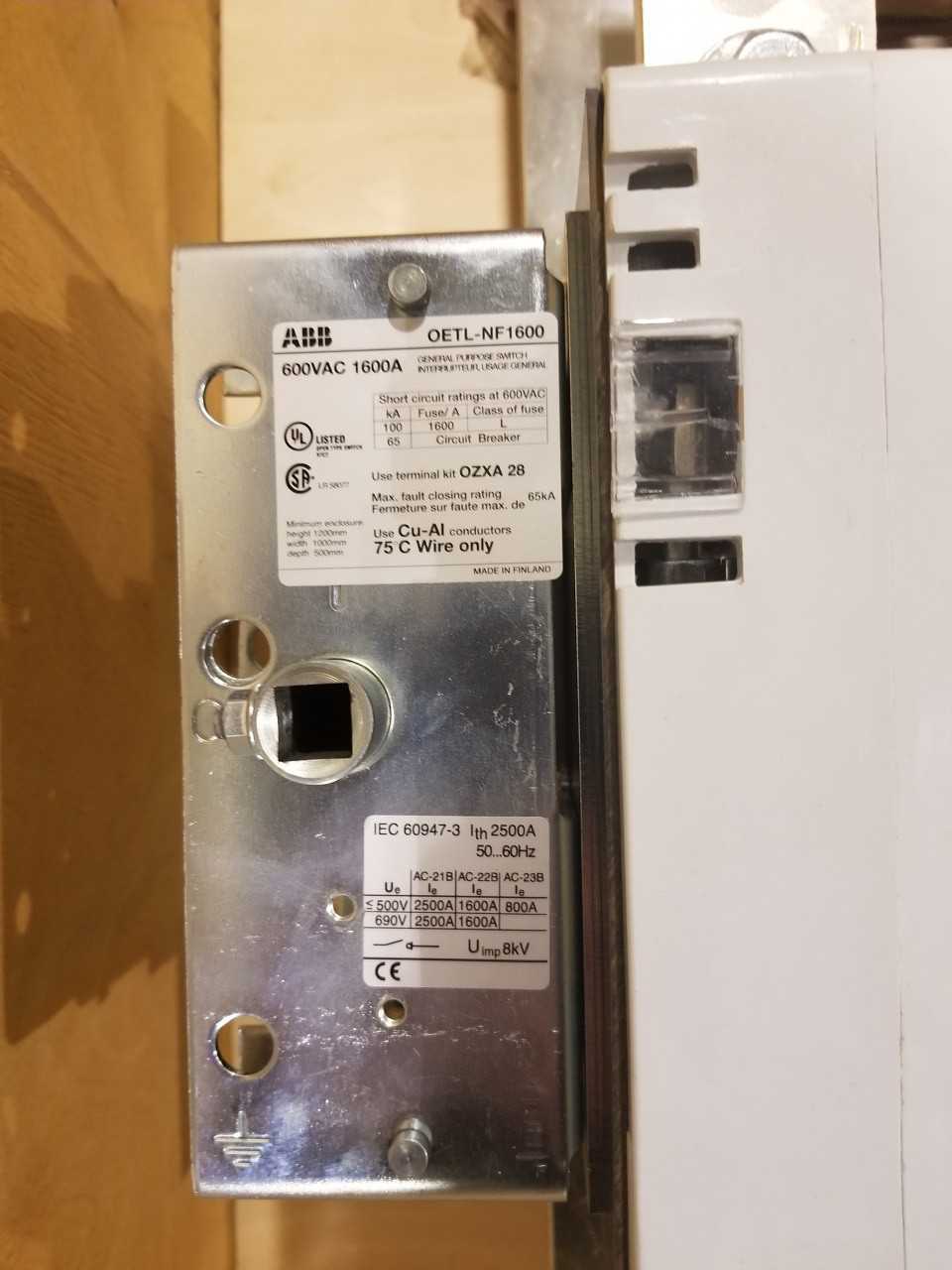 ABB 600VAC 1600A (QTY 1) - AUTOMATION & CONTROLS
