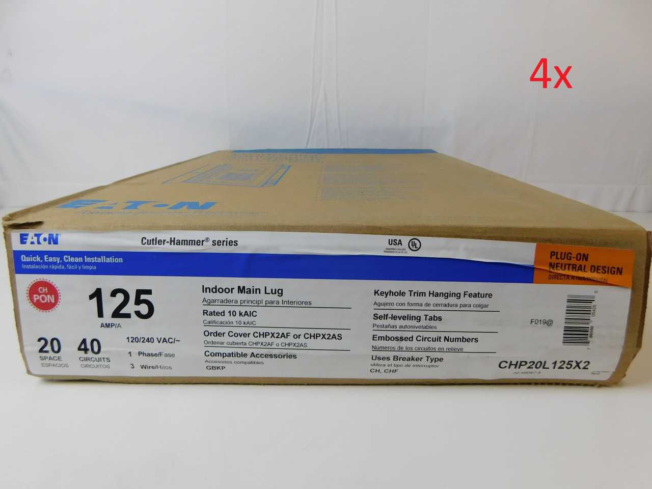 Lot of Quantity 4x CHP20L125X2 Electrical Loadcenters - ELECTRICAL COMPONENTS