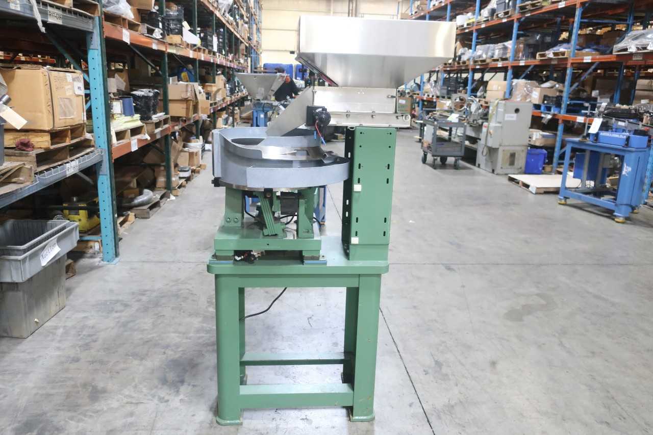 IFS INDUSTRIAL FEEDING SYSTEMS VIBRATION BOWL FEEDER STATION 110V-AC W/ HOPPMANN LB HOPPER - PROCESS EQUIPMENT