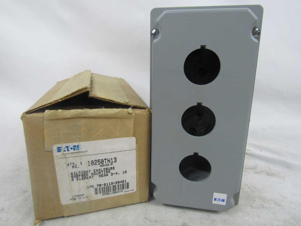 Quantity of 1 New Surplus Eaton 10250TN13 Pushbutton Enclosure - ELECTRICAL COMPONENTS