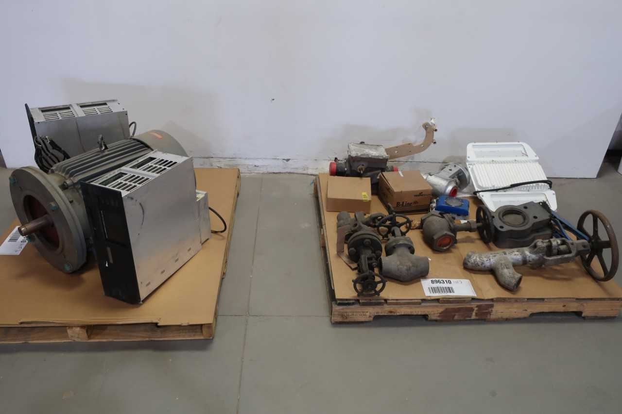 2 PALLETS OF ASSORTED AC MOTOR, VALVES, MODULE, LIGHTING - ELECTRIC MOTORS