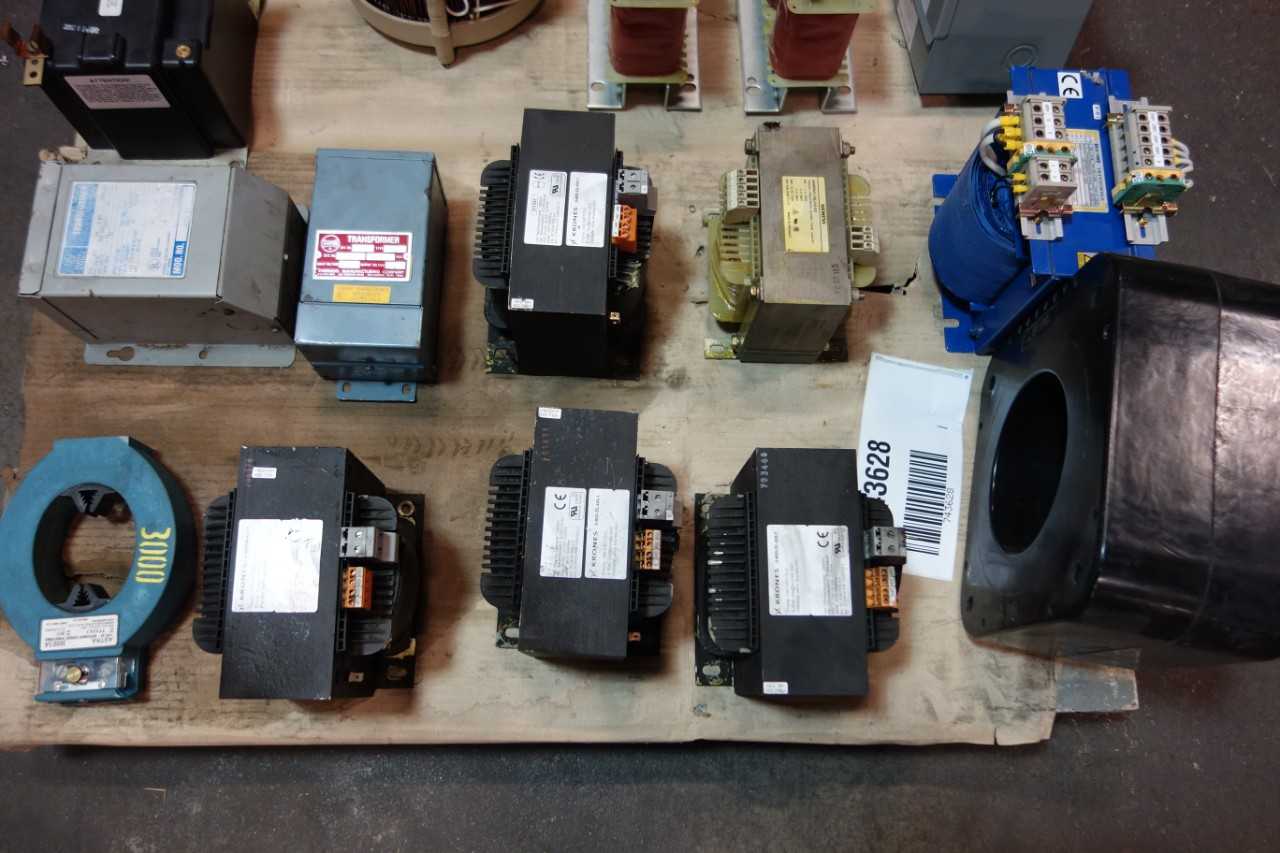 1 PALLET OF ASSORTED CURRENT & VOLTAGE TRANSFORMERS- GENERAL ELECTRIC, CUTLER HAMMER, SIEMENS - CONTROL TRANSFORMERS