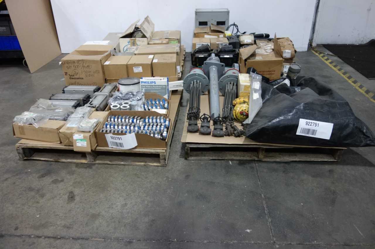 4 PALLETS OF ASSORTED INDUSTRIAL SURPLUS - ELECTRICAL COMPONENTS