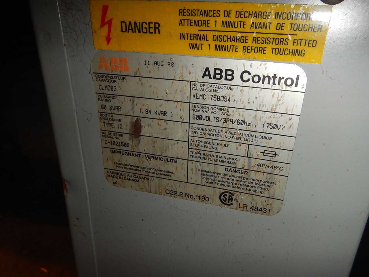 Lot of 60 KVAR ABB Capacitors - CAPACITORS