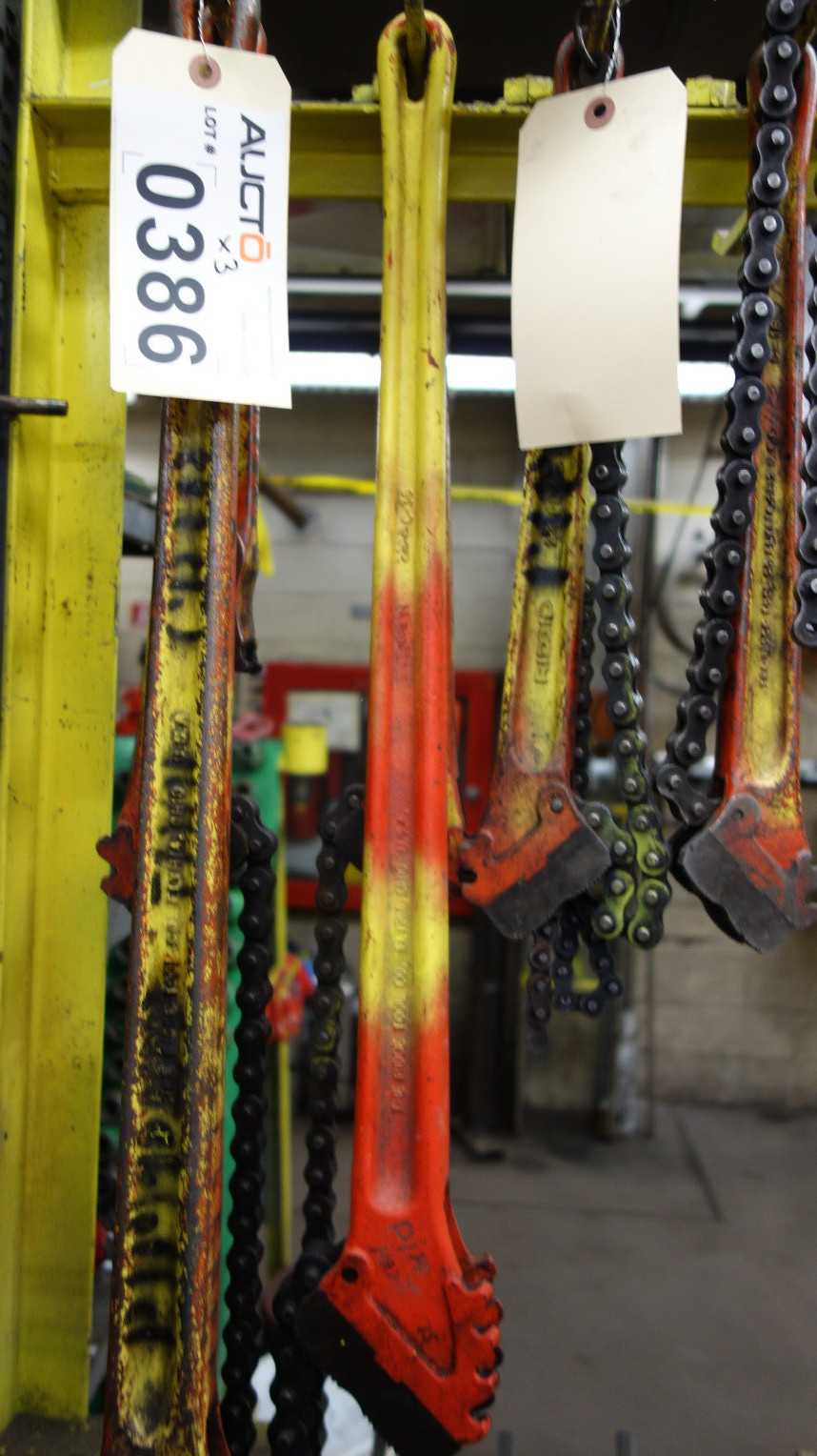 LOT OF 2 RIDGID CHAIN WRENHES 2-1/2 IN 4-1/2 IN - HAND TOOLS