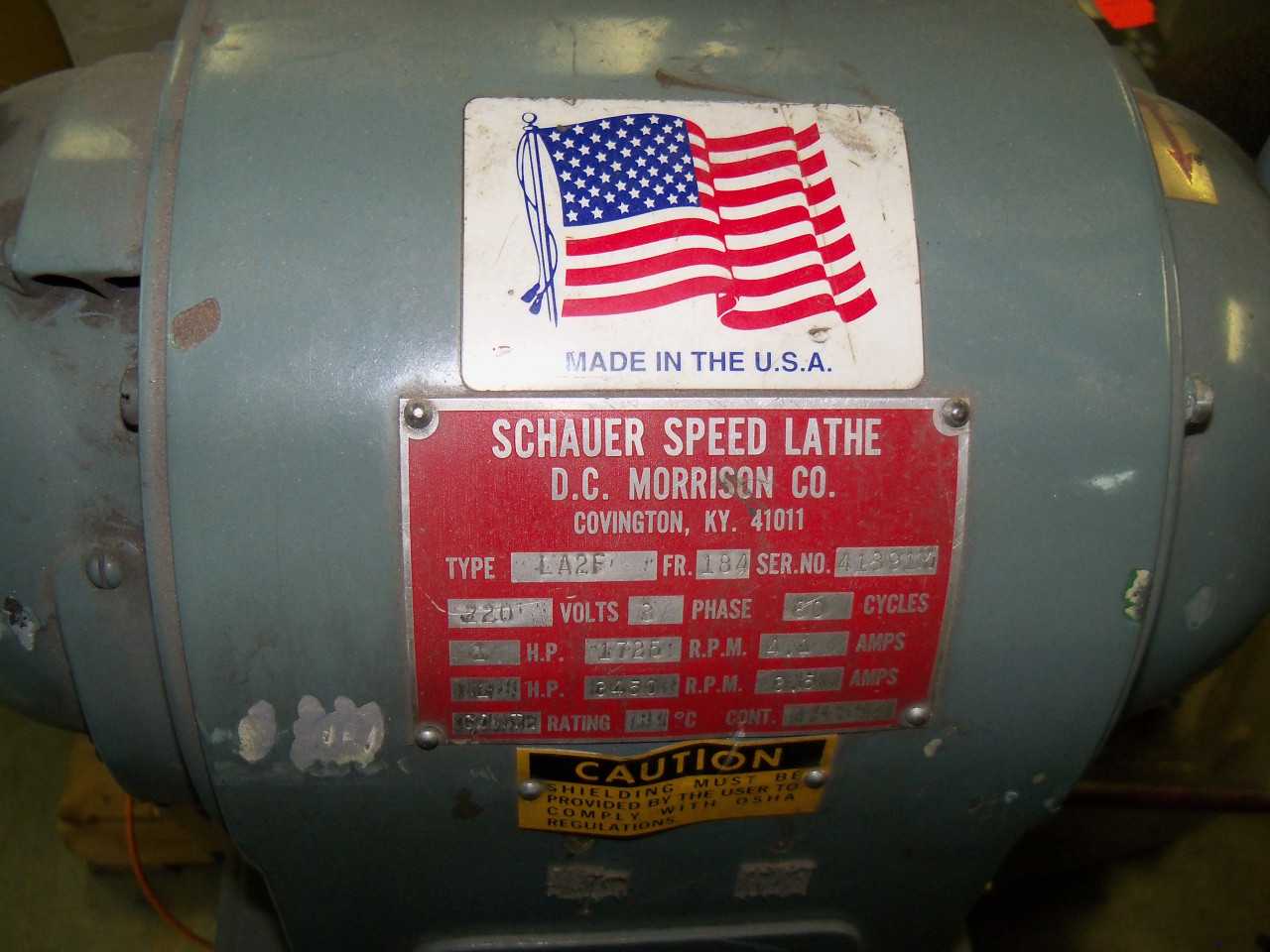 Schauer Speed Lathe LA2F 1 HP - LATHES