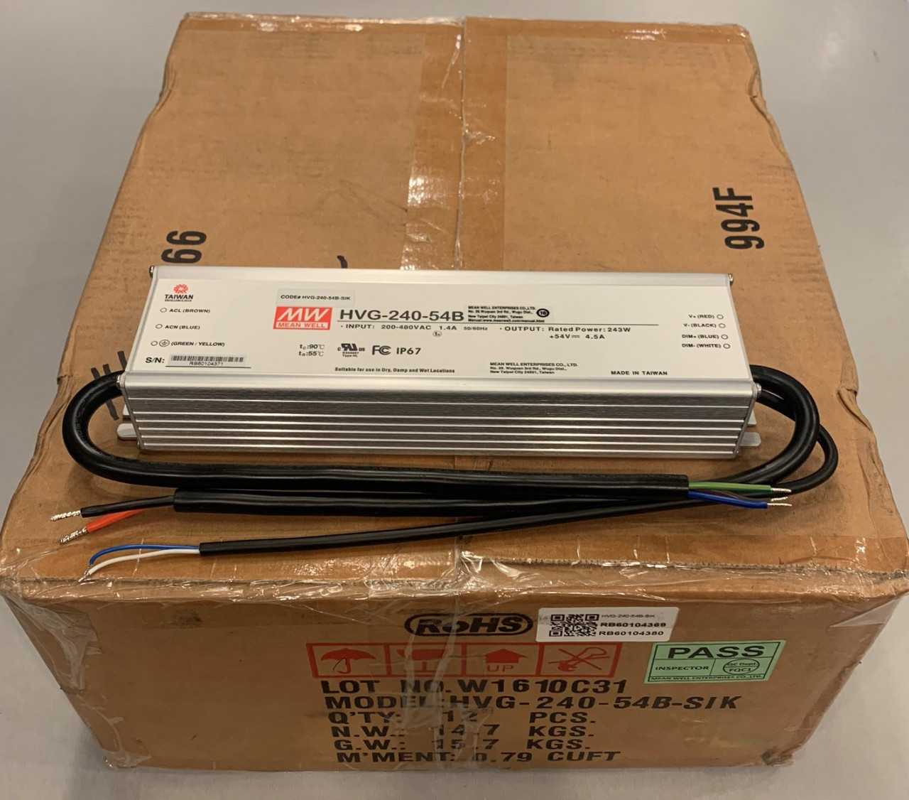 New - Lot of 12 - Mean Well HVG-240-54B-SIK2 LED Power Supply Driver - ELECTRICAL COMPONENTS