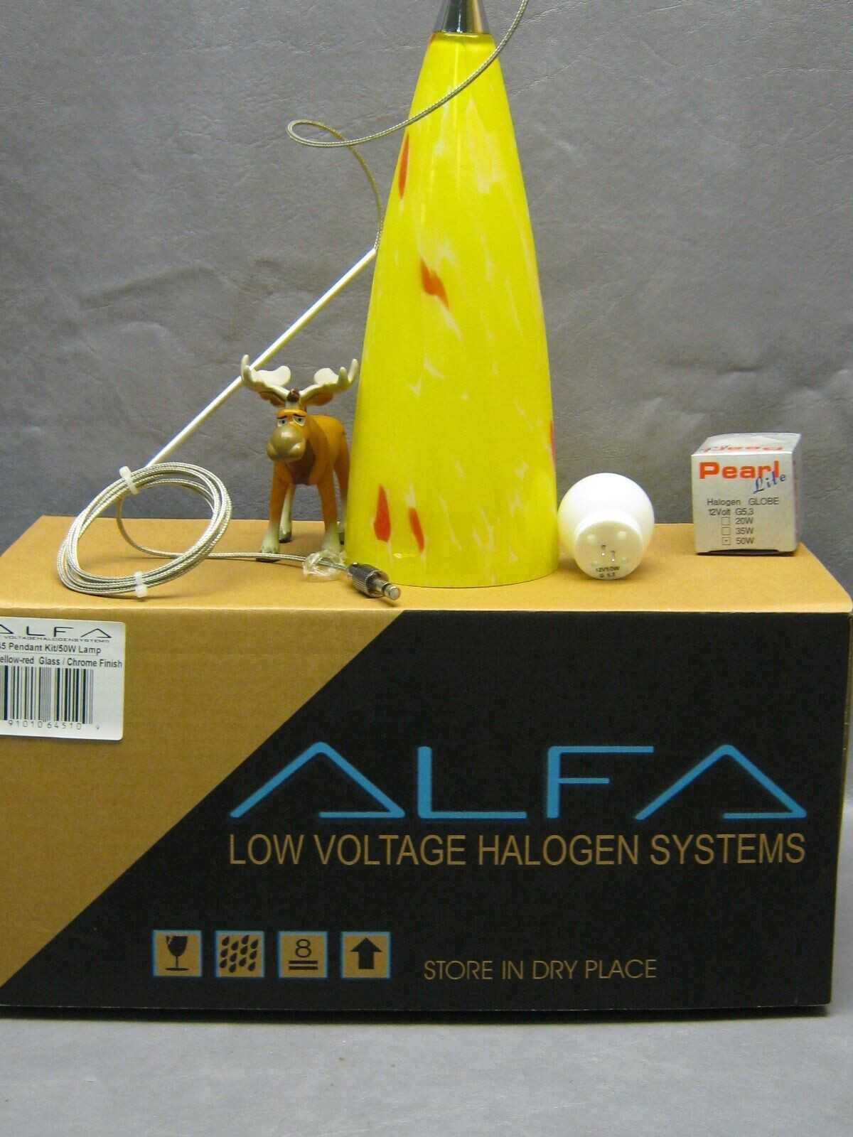 (29) Alfa Lighting G45 Quick Jack Pendant Kit w/50W Bulb Yellow-Red Glass 9 3/4" X 4" - LIGHTING