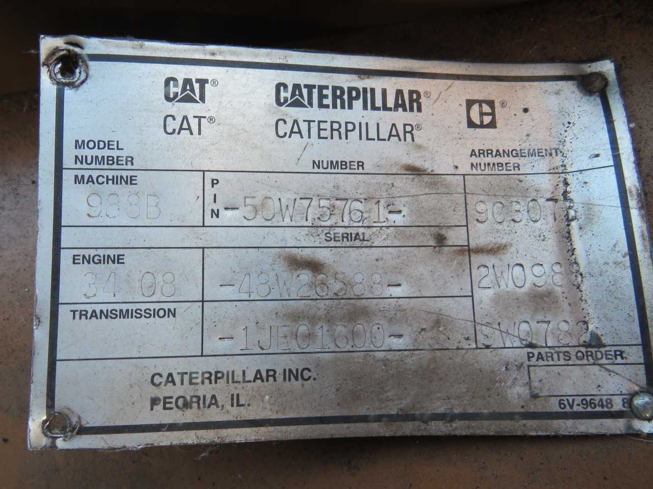 CATERPILLAR CAT 988B WHEEL LOADER 7509.1 HOURS (MANUALS & DOUCMENTS AVAILABLE - WHEEL LOADERS