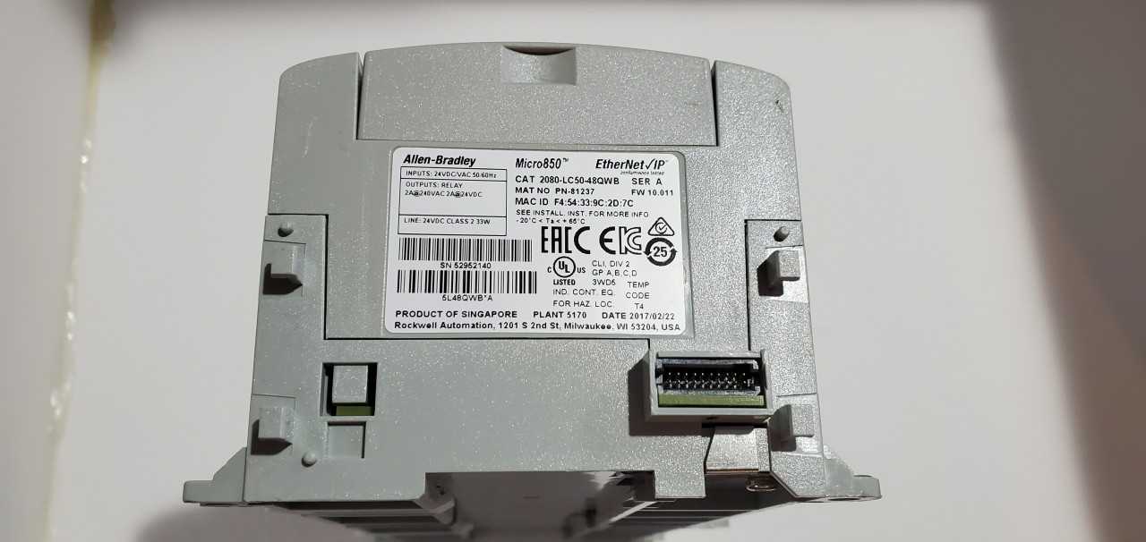Allen Bradley Micro 850 2080-LC50-48QWB PLC - AUTOMATION & CONTROLS