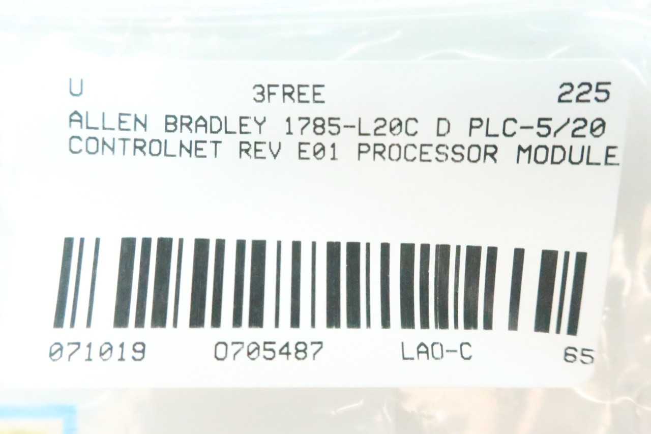 ALLEN BRADLEY 1785-L20C15 SER D PROCESSOR MODULE - AUTOMATION & CONTROLS
