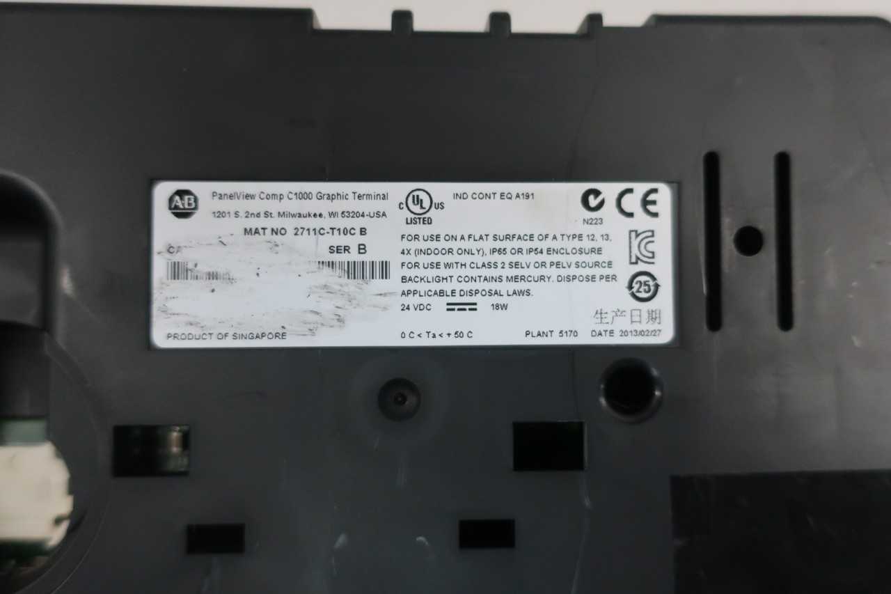ALLEN BRADLEY 2711C-T10C PANELVIEW COMP C1000 GRAPHIC TERMINAL SER B OPERATOR INTERFACE PANEL - AUTOMATION & CONTROLS