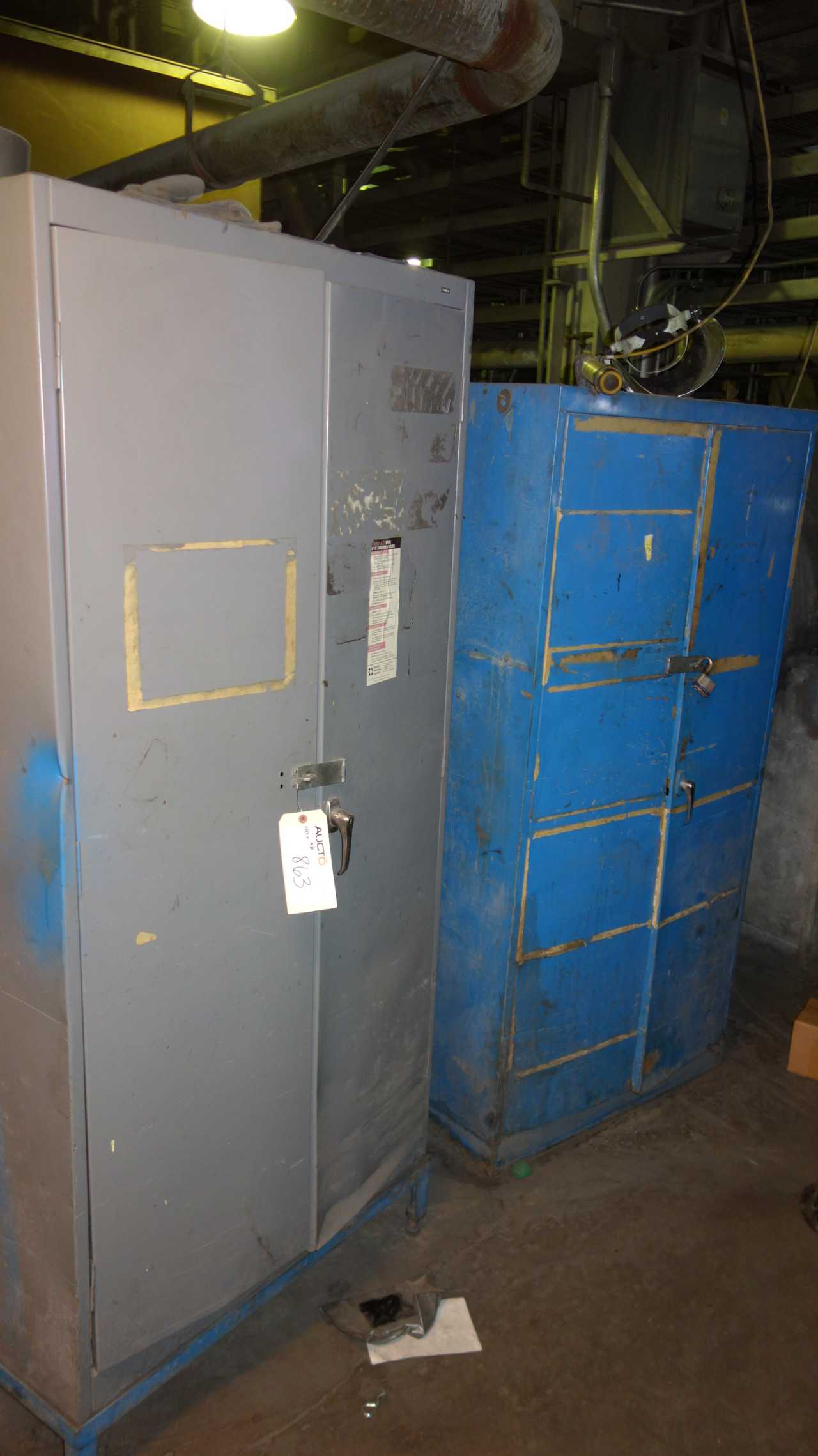 LOT OF 6 CABINETS WITH CONTENTS - TOOLS, CLEANING - MISCELLANEOUS