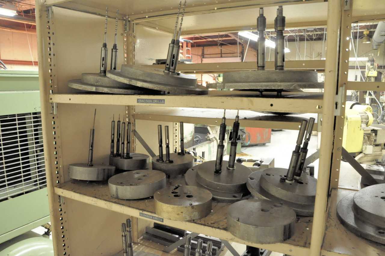 Lot-Cartridge Plates with Spindles on (5) Shelves in (1) Section, - ELECTRIC POWER TOOLS